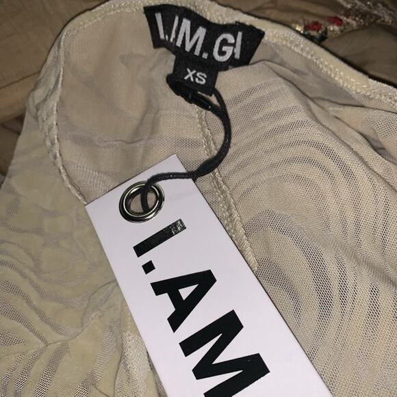 I.AM.GIA Amina Pant Burnout Swirl Cut-Out Sheer Straight Women Size XS - Picture 10 of 13